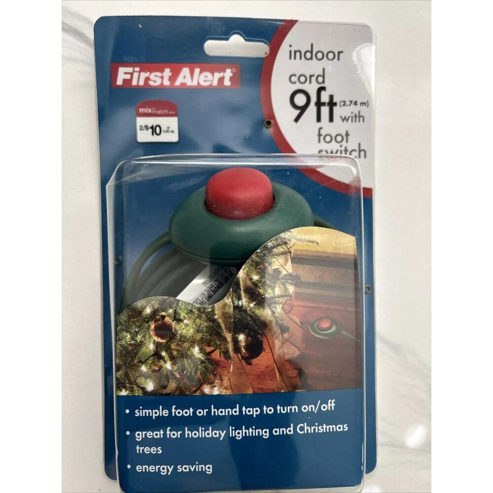 T2 New First Alert Indoor Cord 9 w/ Foot Switch 500W 125V 13Amp Factory Sealed